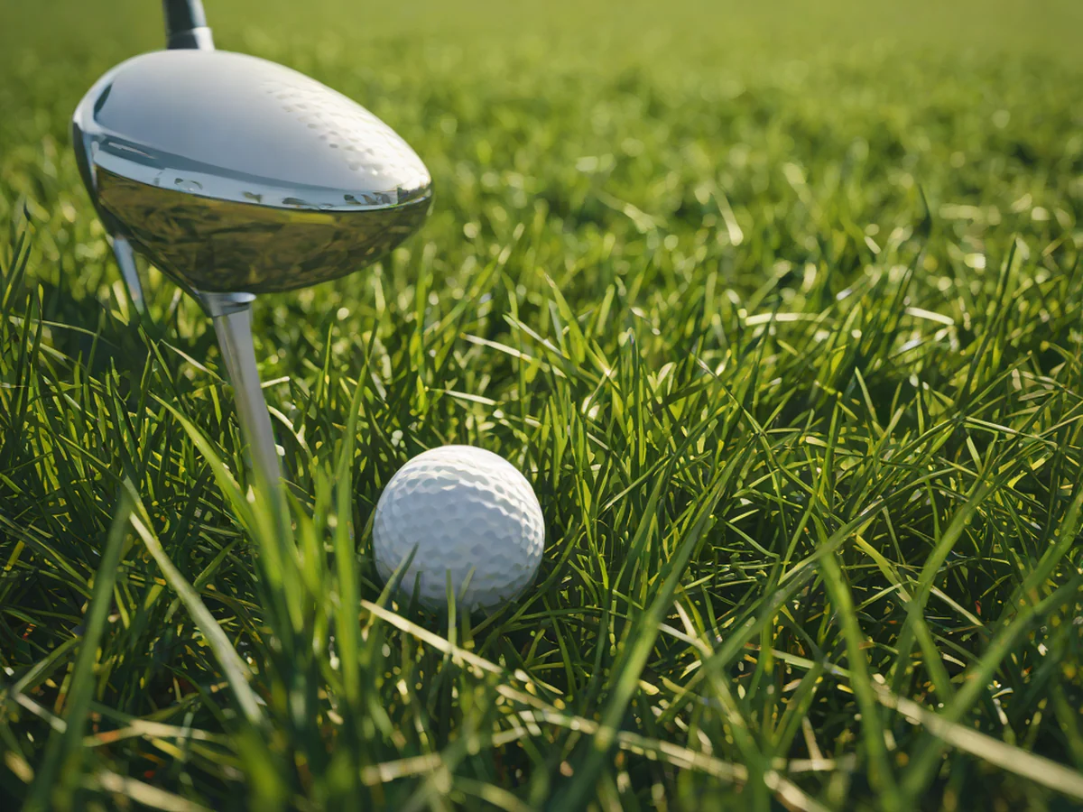 Close-up of the precision details of the driver head, with vividly portrayed center of gravity and material texture